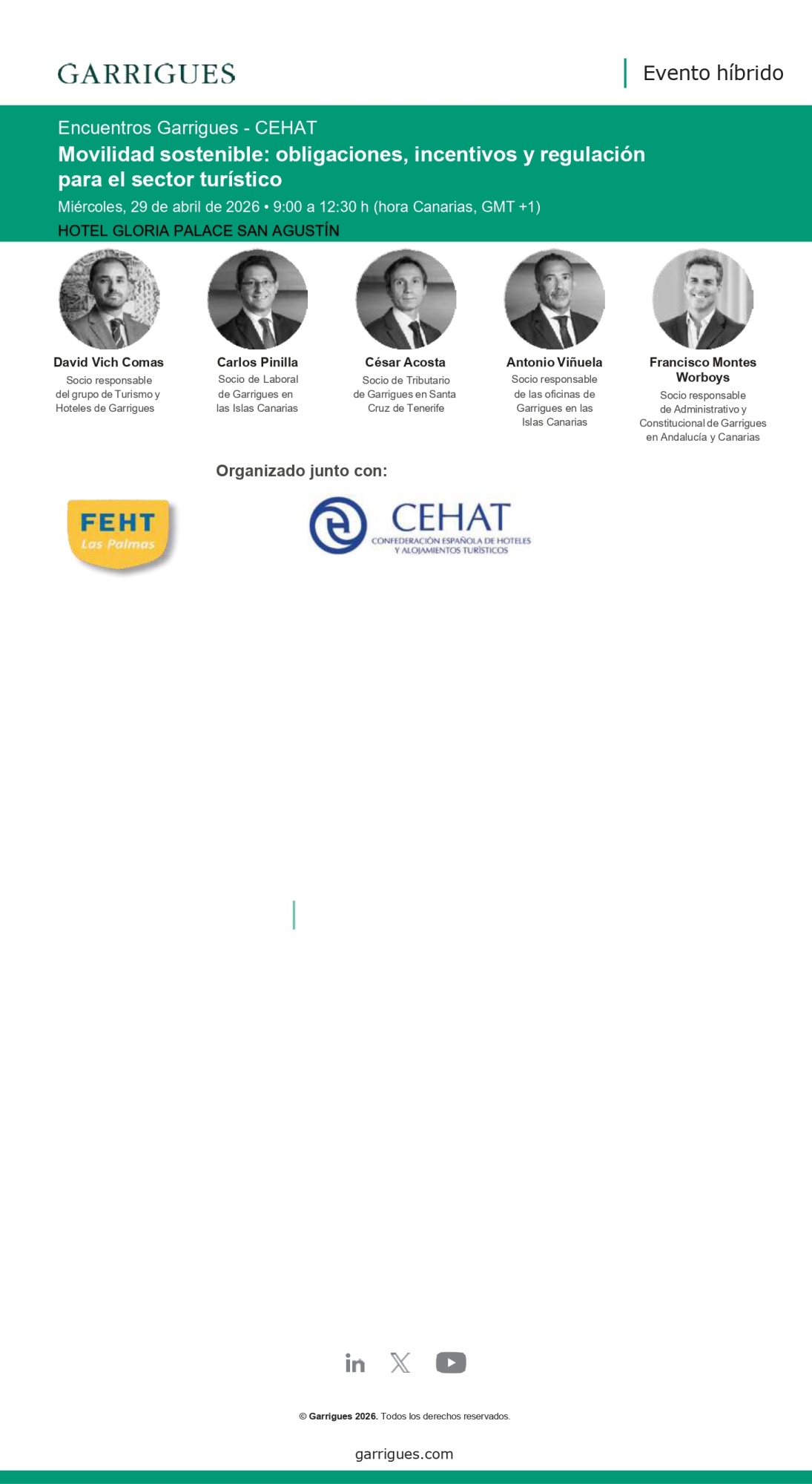 ENCUENTROS GARRIGUES - CEHAT - FEHT MOVILIDAD SOSTENIBLE: OBLIGACIONES, INCETIVOS Y REGULACIÓN PARA EL SECTOR TURÍSTICO